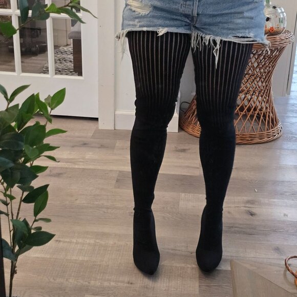 Donald Pliner Elektra thigh high sock heeled boots size 11 Over-The-Knee Boots - Picture 12 of 16